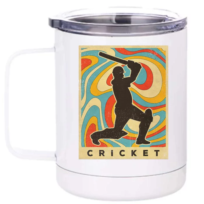 Retro Cricket Batsman Player Club Umpire Vintage Bowler Front & Back 12oz Stainless Steel Tumbler Cup