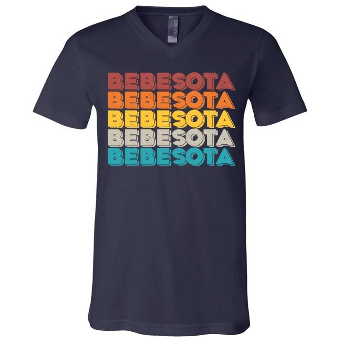 Retro Color Bebesota V-Neck T-Shirt