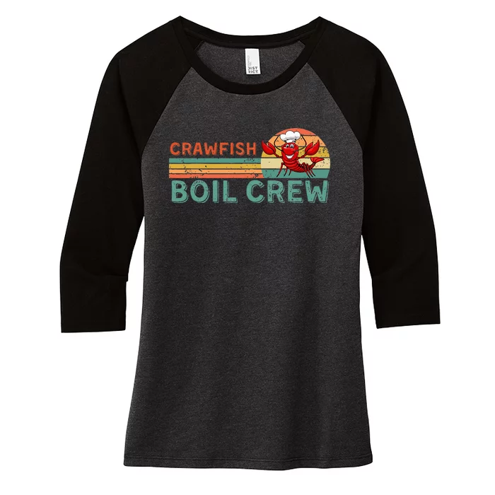 Retro Crawfish Boil Crew Gift CrayfishCrawdadMudbug Lover Women's Tri-Blend 3/4-Sleeve Raglan Shirt