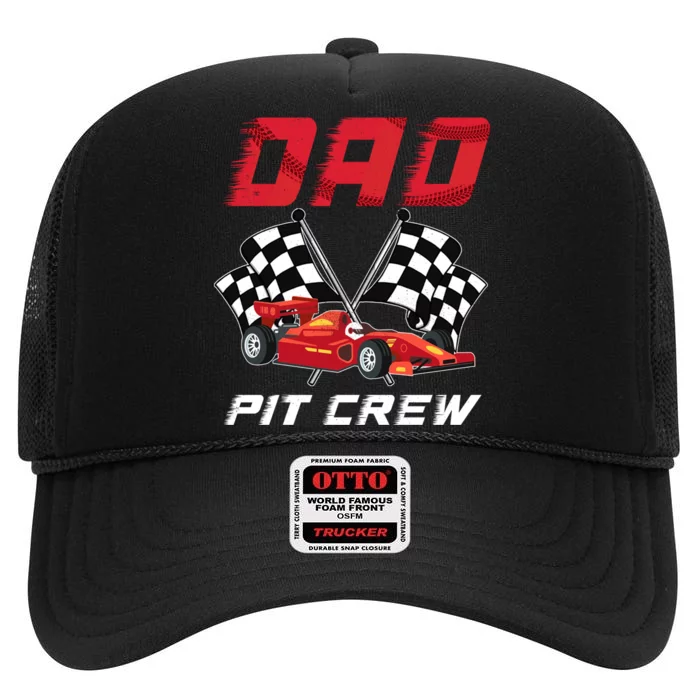 Race Car Birthday Party Racing Family Dad Pit Crew High Crown Mesh Trucker Hat