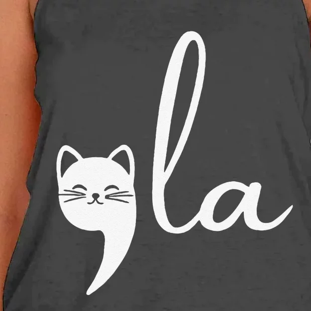 Retro Cat Comma La Kamala Harris For President 2024 Election Gift Women's Knotted Racerback Tank