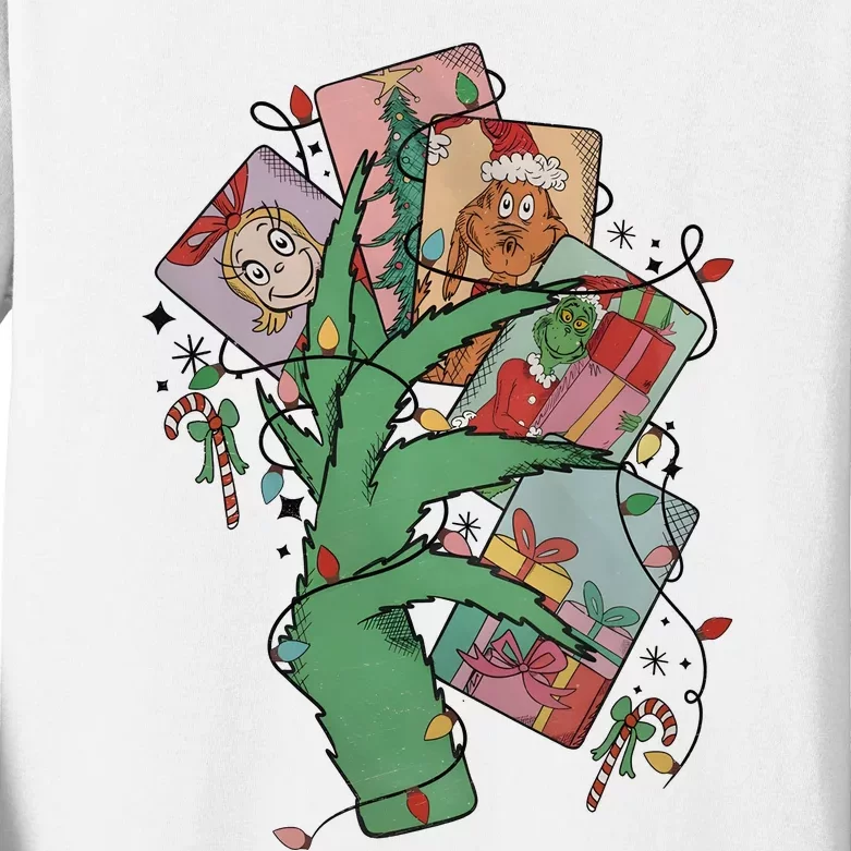 Retro Christmas Cards Cindy Lou Who Kids Long Sleeve Shirt