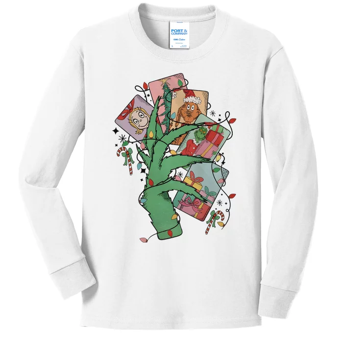 Retro Christmas Cards Cindy Lou Who Kids Long Sleeve Shirt