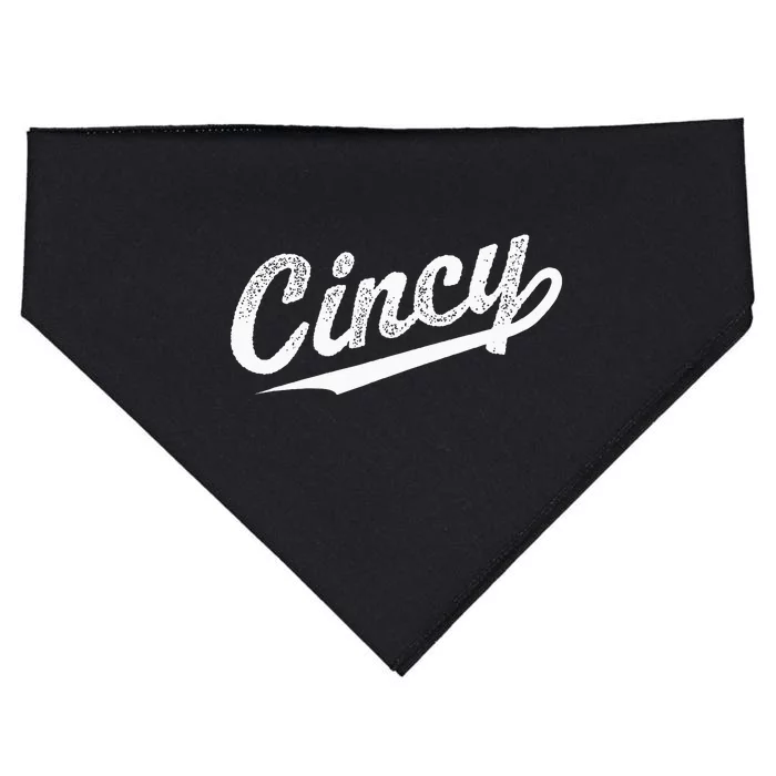 Retro Cincy Cincinnati Ohio Vintage Cursive Script Throwback USA-Made Doggie Bandana