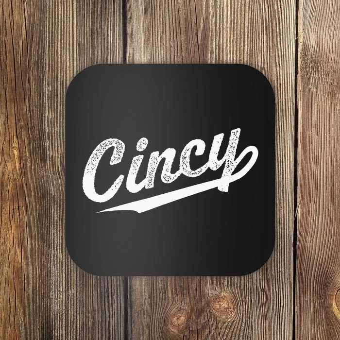 Retro Cincy Cincinnati Ohio Vintage Cursive Script Throwback Coaster