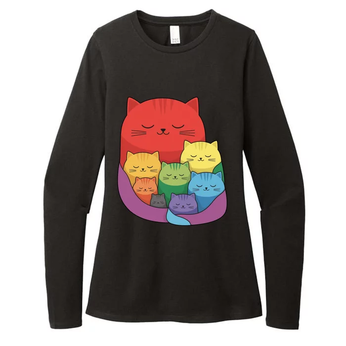 Rainbow Cats Colorful And Cute Cat Lover Design Womens CVC Long Sleeve Shirt