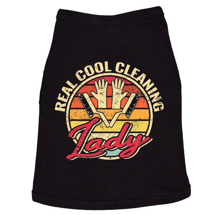 Real Cool Cleaning Lady Vintage Funny Women Cleaning Crew Doggie Tank