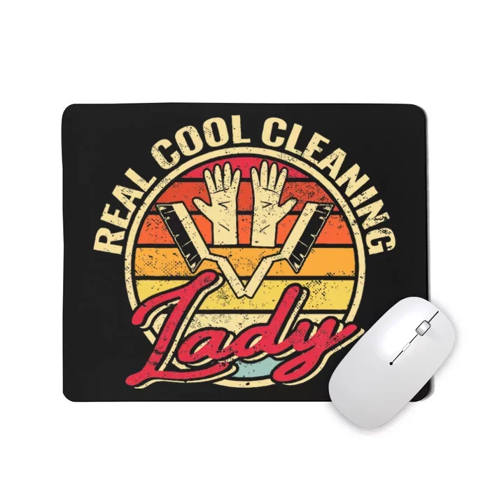 Real Cool Cleaning Lady Vintage Funny Women Cleaning Crew Mousepad