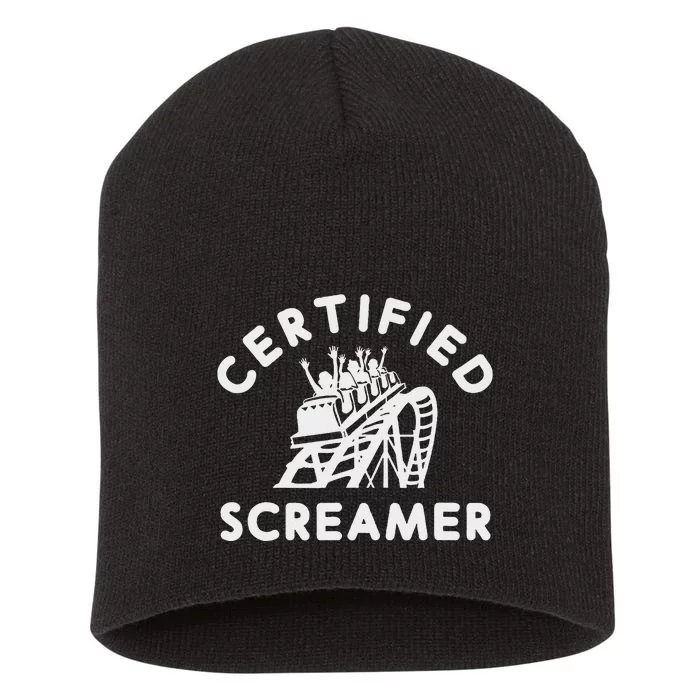 Roller Coaster Certified Screamer Theme Amusement Park Lover Short Acrylic Beanie