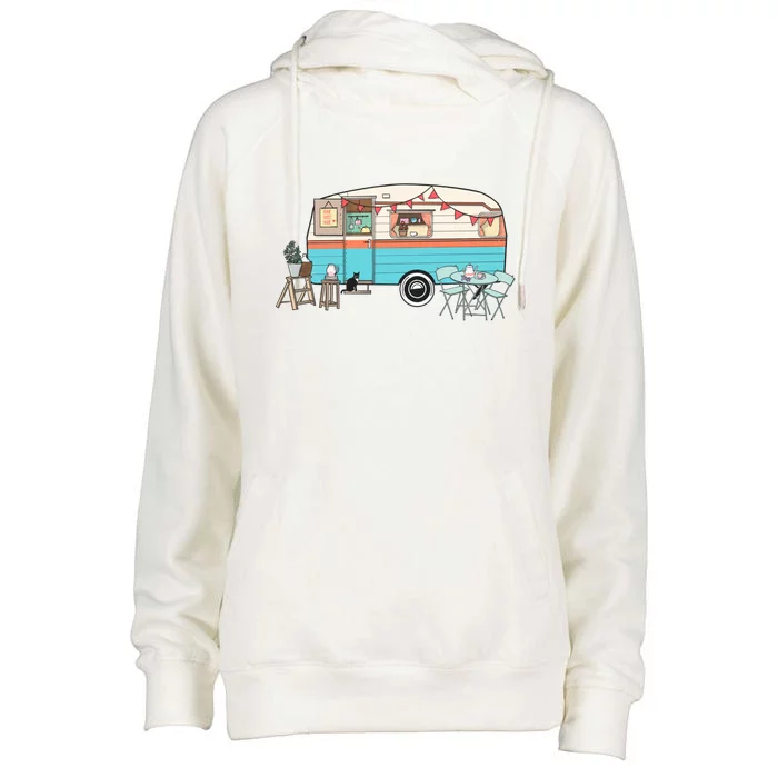 Rv Camper Camping Crew Road Trip Gift Womens Funnel Neck Pullover Hood