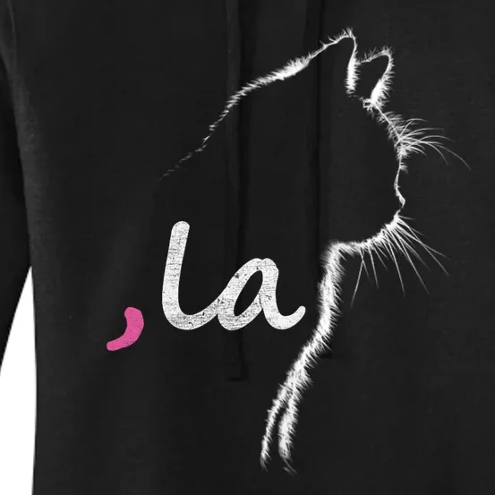 Retro Cat Comma La Cat Ladie La Women's Pullover Hoodie