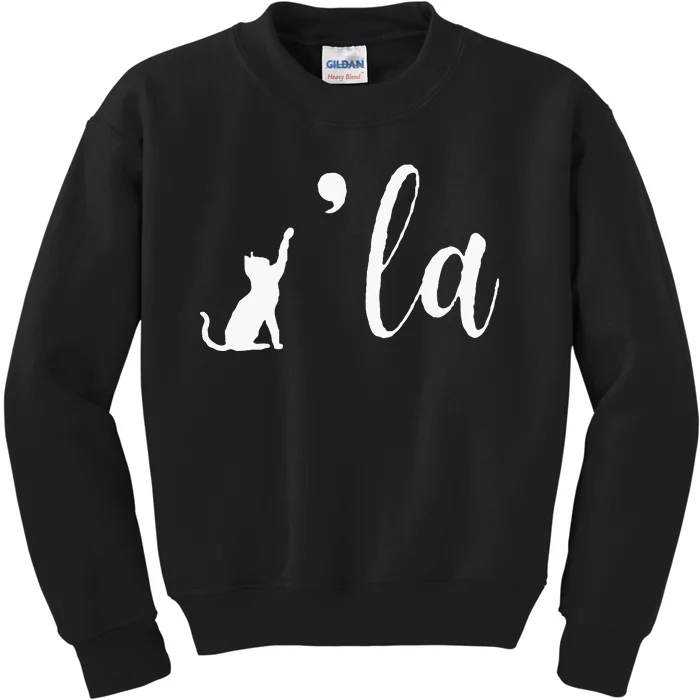 Retro Cat Comma La Comma La Funny 2024 Kids Sweatshirt