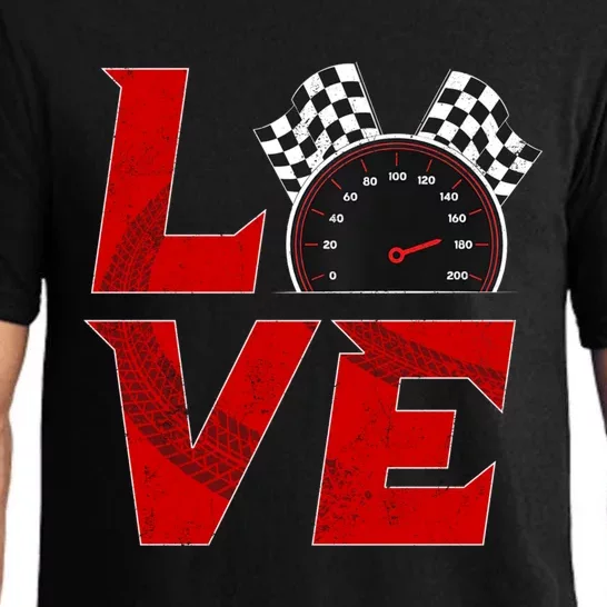 Race Car Checker Flag Love Auto Racing Gift Pajama Set