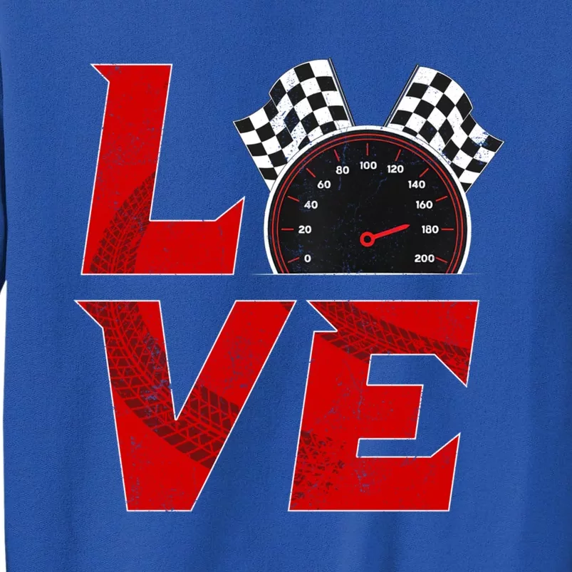 Race Car Checker Flag Love Auto Racing Gift Tall Sweatshirt