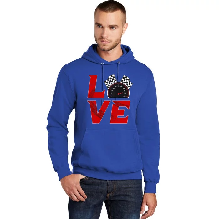 Race Car Checker Flag Love Auto Racing Gift Tall Hoodie