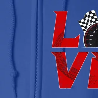 Race Car Checker Flag Love Auto Racing Gift Full Zip Hoodie