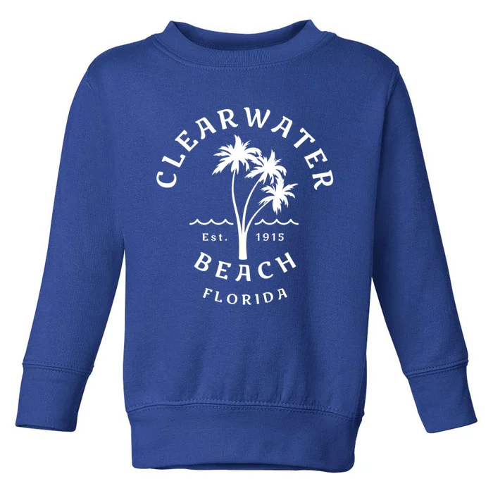 Retro Cool Clearwater Beach Original Florida Beach Palm Tree Gift Toddler Sweatshirt