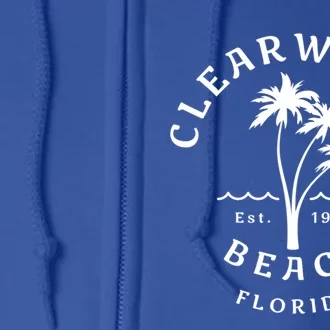 Retro Cool Clearwater Beach Original Florida Beach Palm Tree Gift Full Zip Hoodie