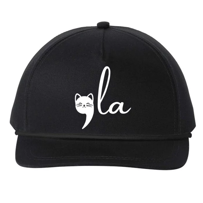 Retro Cat Comma La Kamala Harris For President 2024 Election Cool Gift Snapback Five-Panel Rope Hat