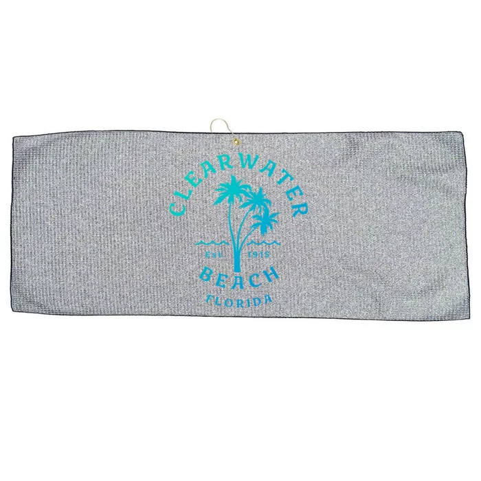 Retro Cool Clearwater Beach Original Florida Beach Palm Tree Gift Large Microfiber Waffle Golf Towel