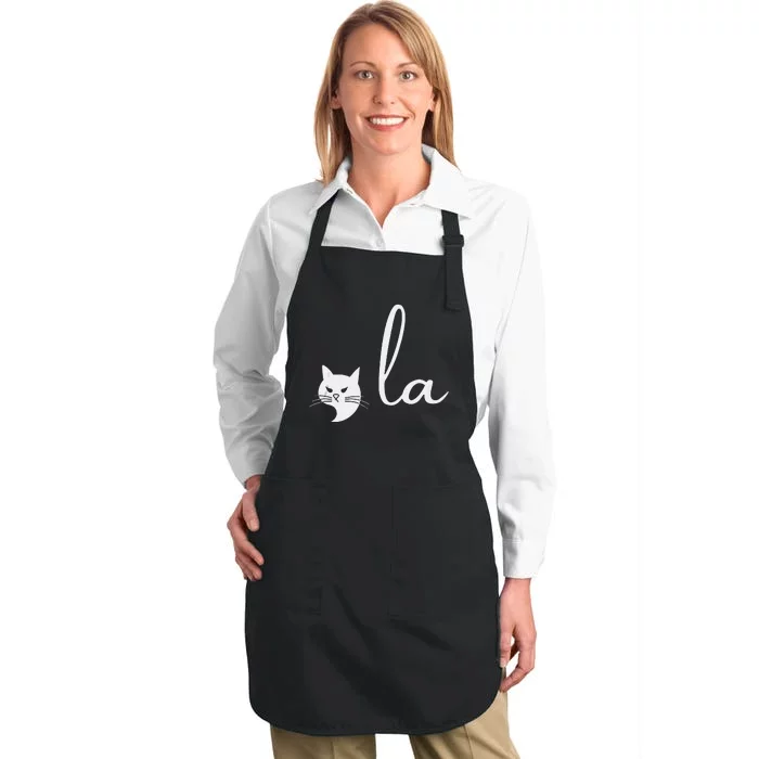 Retro Cat Comma La Kamala Harris For President 2024 Election Full-Length Apron With Pocket