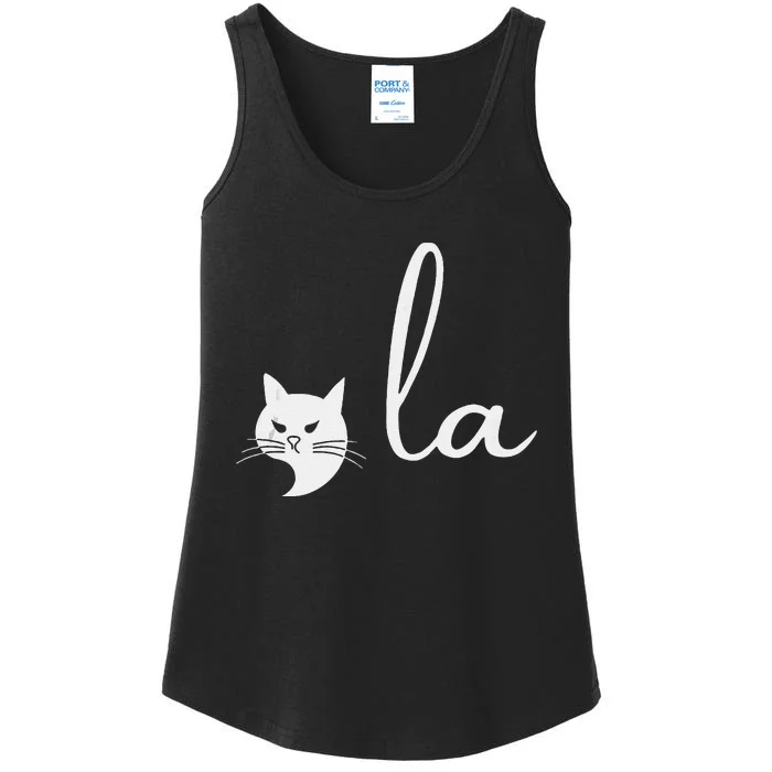 Retro Cat Comma La Kamala Harris For President 2024 Election Ladies Essential Tank