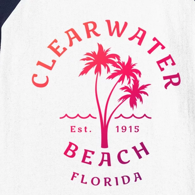 Retro Cool Clearwater Beach Original Florida Beach Palm Tree Gift Baseball Sleeve Shirt