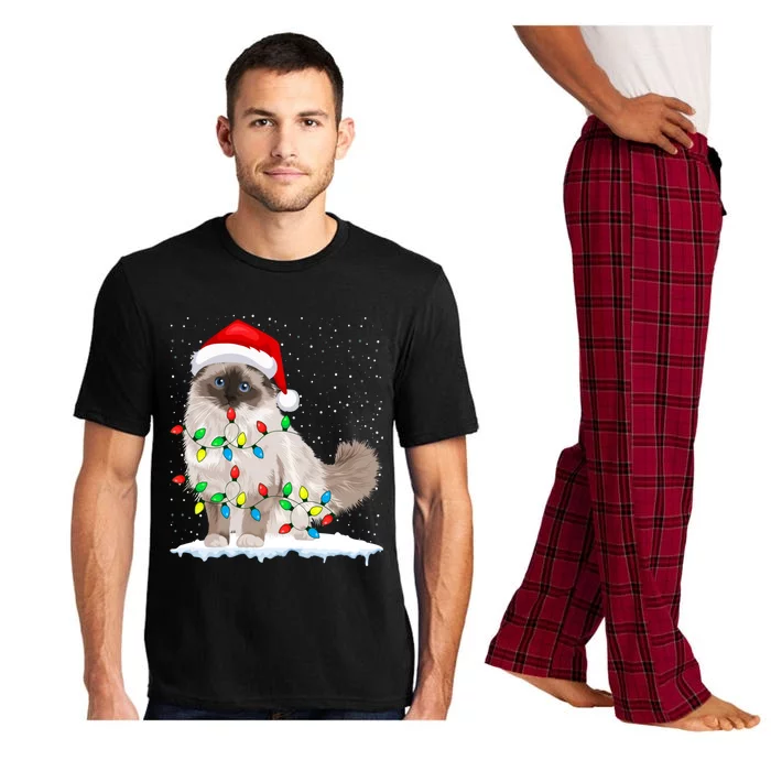 Ragdoll Cat Christmas Lights Xmas Cat Lover Funny Gift Pajama Set