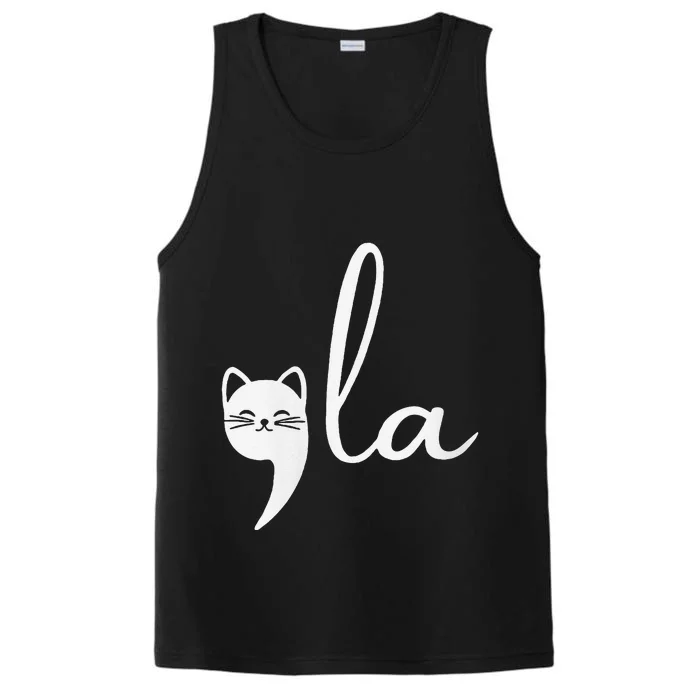 Retro Cat Comma La Kamala Harris For President 2024 Election Performance Tank