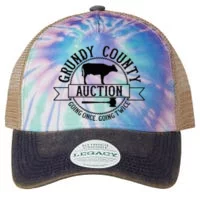 Retro Cow Cattle Grundy County Auction Western Country Farm Flat Bill Trucker  Hat
