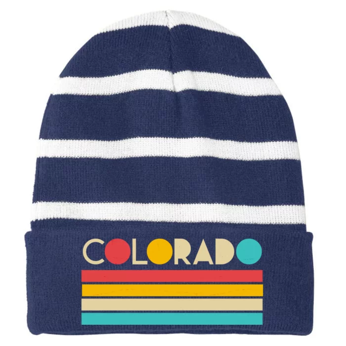 Retro Colors Colorado Striped Beanie with Solid Band