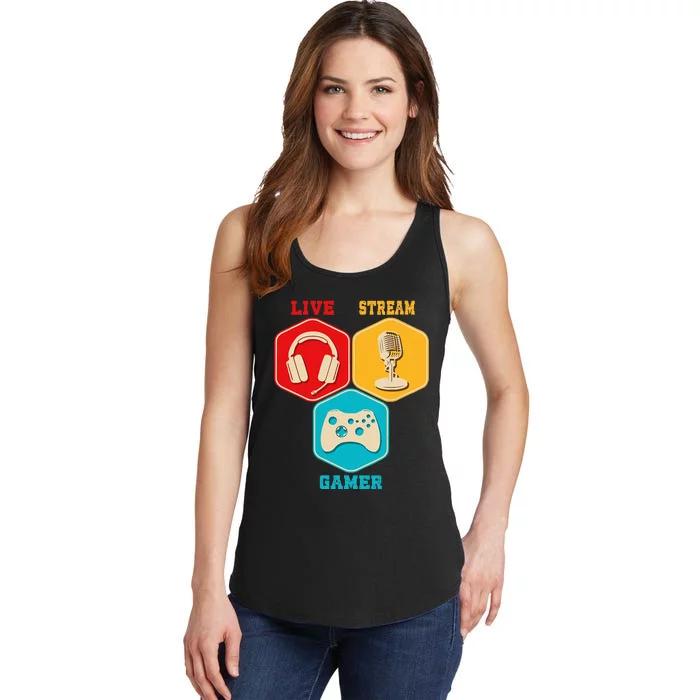 Retro Content Creator Game Video Game Live Stream Gamer Ladies Essential Tank