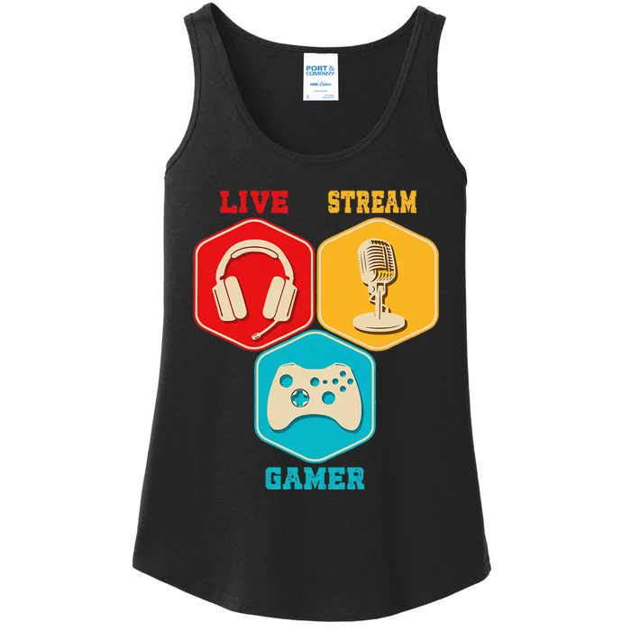 Retro Content Creator Game Video Game Live Stream Gamer Ladies Essential Tank