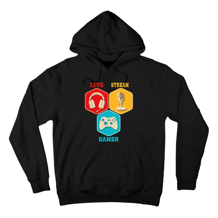 Retro Content Creator Game Video Game Live Stream Gamer Tall Hoodie