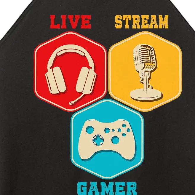 Retro Content Creator Game Video Game Live Stream Gamer Women’s Perfect Tri Rocker Tank