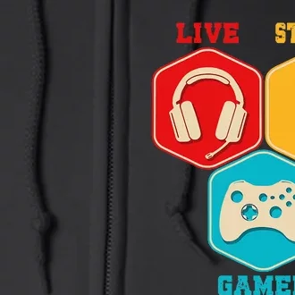 Retro Content Creator Game Video Game Live Stream Gamer Full Zip Hoodie