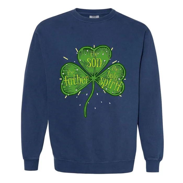 Religious Christian Catholic St Patricks Day Irish Shamrock Garment-Dyed Sweatshirt