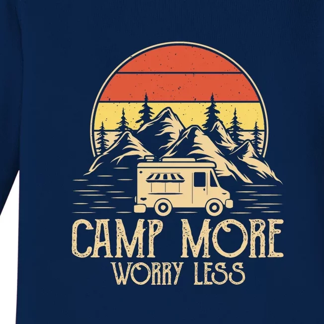 Retro Camping Camp More Worry Less Gift RV Camping Wilderness Baby Long Sleeve Bodysuit