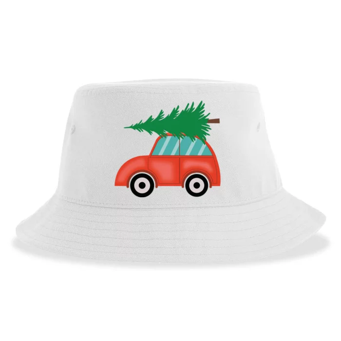 Red Car Christmas Sustainable Bucket Hat