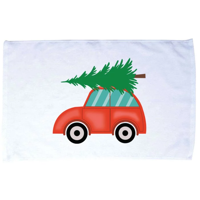 Red Car Christmas Microfiber Hand Towel