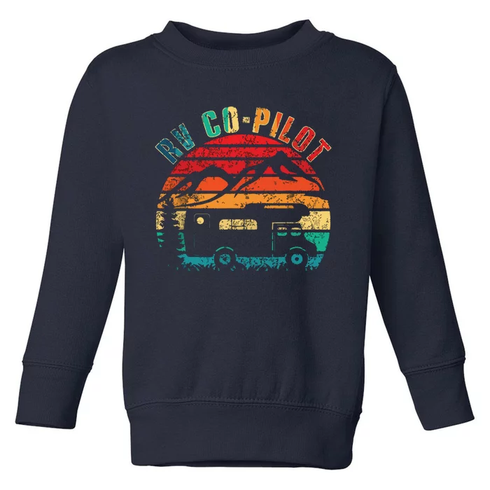 RV CoPilot Camping Funny Vintage Motorhome Travel Vacation Toddler Sweatshirt