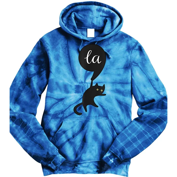 Retro Cat Comma La Kamala Harris For President 2024 Election Tie Dye Hoodie