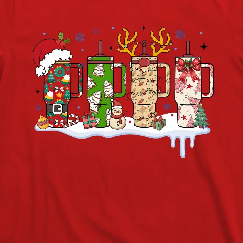 Retro Cup Christmas Santa Reindeer T-Shirt