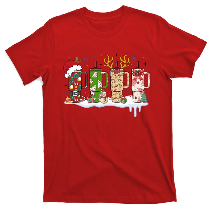 Retro Cup Christmas Santa Reindeer T-Shirt