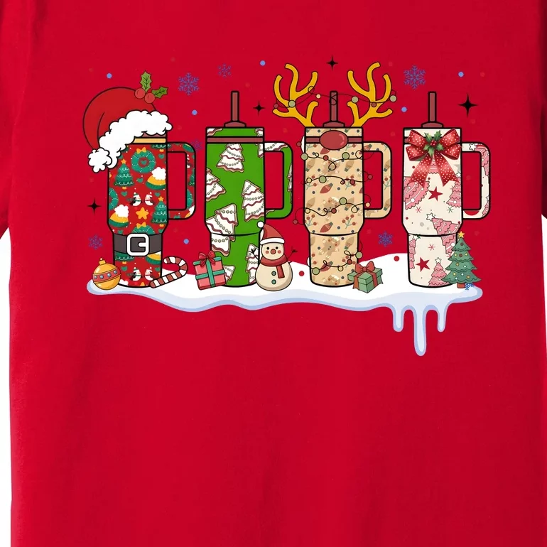 Retro Cup Christmas Santa Reindeer Premium T-Shirt