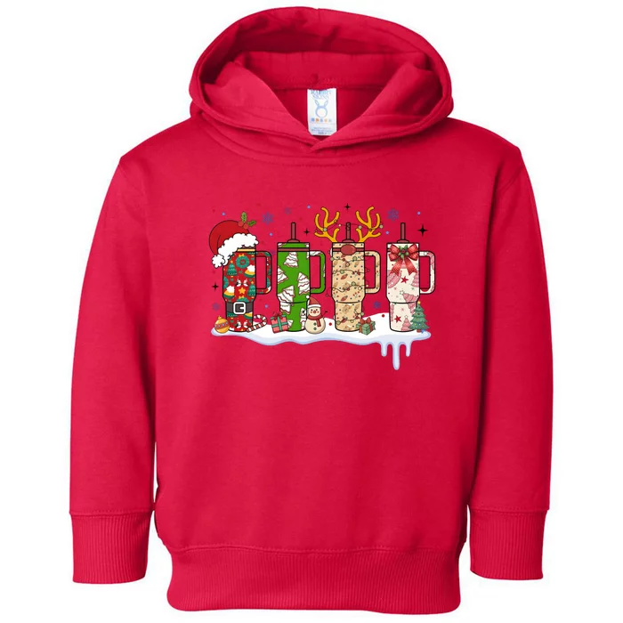 Retro Cup Christmas Santa Reindeer Toddler Hoodie