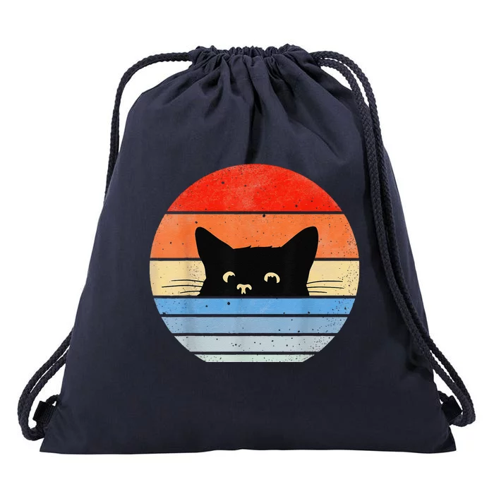 Retro Cat Cat Lover Cat Owner Cute Cat Drawstring Bag