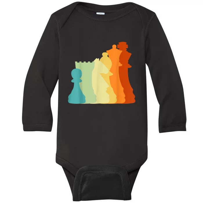 Retro Chess , Chess Player, Chess Baby Long Sleeve Bodysuit