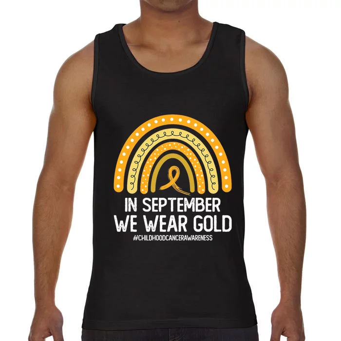 Rainbow Childhood Cancer Awareness Month In September We Wear Gold Comfort Colors® Tank Top