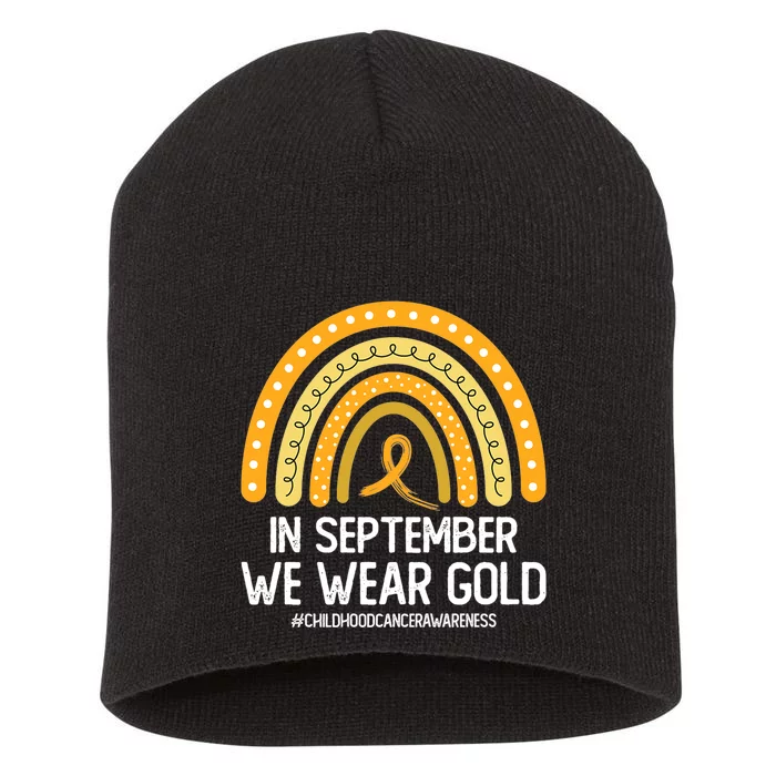 Rainbow Childhood Cancer Awareness Month In September We Wear Gold Short Acrylic Beanie